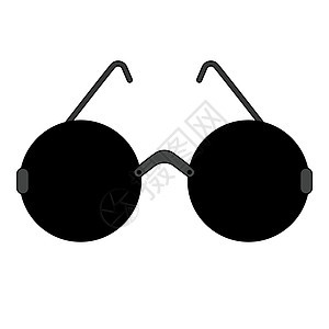 黑色圆杯眼镜给盲人 矢量插图 有黑眼镜的玻璃环形 有寺庙 框架和优雅的设计背景图片