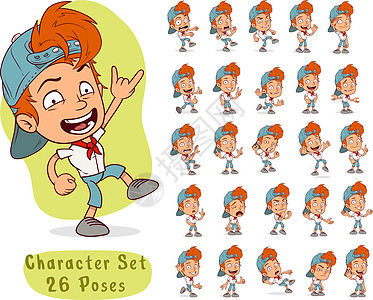卡通滑稽红发男孩 大型动画组图片