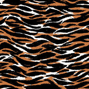 无缝模式 老虎是黑色的橙色橙子皮革打印大草原材料织物动物动物园衣服条纹图片