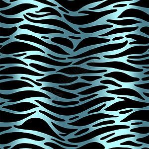 无缝模式 蓝条和黑条纹在老虎下面打印艺术品动物群水彩横幅艺术热带纺织品荒野毛皮图片