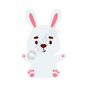 可爱的小坐兔 卡通动物角色设计 适合儿童 T 恤 托儿所装饰 迎婴派对 贺卡 邀请函 书签 室内装饰 矢量股票图图片