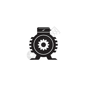 电动发动机图标维修齿轮机械引擎插图黑色电磁黑与白发动机白色图片
