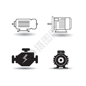 电动发动机图标马达电动机电气电磁插图工业燃料技术黑与白发动机背景图片