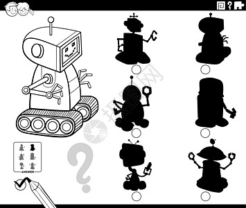 阴影游戏与卡通机器人着色书 pag活动工作簿消遣学习教育小说意义绘画技术彩书图片