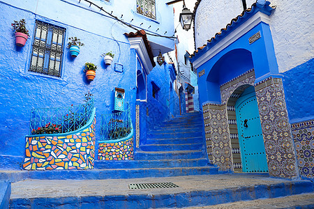 摩洛哥厨师街 摩洛哥地标房子建筑旅游建筑学遗产文化村庄麦地蓝色图片