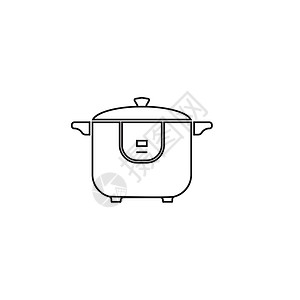 电电稻灶图标咖啡机器杯子勺子厨师咖啡店早餐平底锅插图用具图片