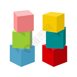 亮彩色矢量玩具砖建造塔建筑孩子正方形盒子建筑学婴儿字母模块构造幼儿园图片