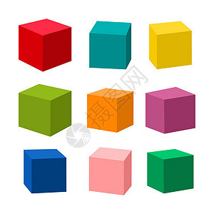 一组空白彩色玩具砖块矢量插图教学正方形数字模块塑料命令幼儿园游戏孩子乐趣图片