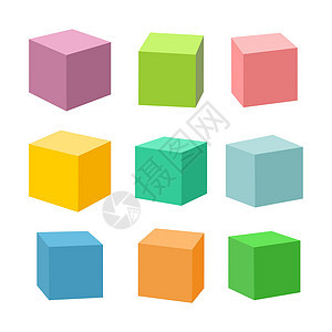 一组空白彩色玩具砖块矢量插图玩物刻字塑料游戏骰子幼儿园学习字母童年模块图片