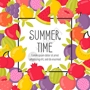 配有鲜果和写字母的夏季海报图片