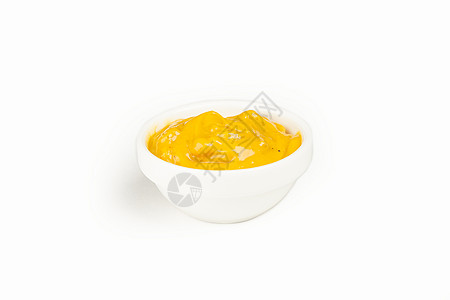 蜂蜜芥末酱一碗芥末酱 在白盘上的碗里 餐厅菜单上 传统的日本寿司配料 健康的饮食背景