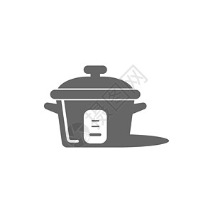 稻米炊饭器图标平板设计插图模板用具金属卡通片炊具压力黑色按钮阴影烹饪食物图片