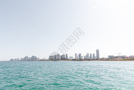 从贾法港查看特拉维夫天线天气全景天际假期雅法城市摩天大楼照片海浪支撑图片