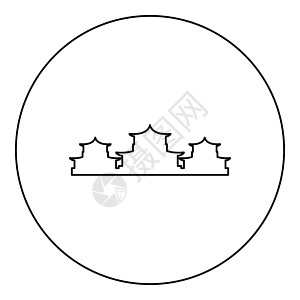 中国传统建筑图标圆形黑色矢量插图图像轮廓轮廓线薄型图片