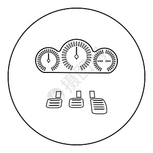 圆环黑色矢量插图图像轮廓轮廓线细样风格的显示板踏板图标图片