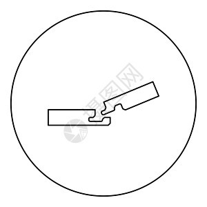 圆形黑色矢量插图图像轮廓轮廓线细样式的两块棋盘连接在小木林地板建设联合空隙自由剖面查看图标中图片