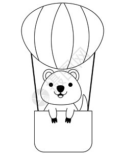 在充气气气球中绘制可爱的卡通 Quokka 用黑白显示插图图片
