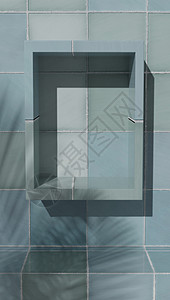 洗手间产品样本 放在瓷砖背景上 作为香水和浴室产品的样本小样碎片白色几何学架子香水厂环境积木展示场景图片