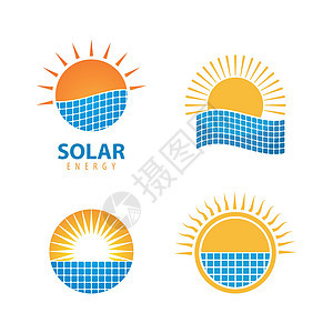 太阳能电池板徽标晴天商业太阳标识创新品牌插图技术控制板日出背景图片