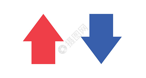 上升和下降箭头的矢量图标集 红色和蓝色箭头 出售 增加或减少投资资产等的理想例证图片