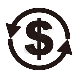 旋转箭头和美元符号轮廓图标 可用于货币兑换 货币兑换等的简单矢量插图图片