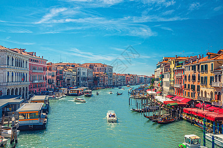 威尼斯市风景与大运河水道 Rialto桥浏览图片