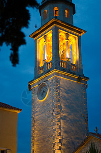 黑山布德瓦圣伊凡教堂夜间夜夜风景图片