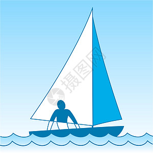 小帆船 浮槽 船只从海中冲过来 人上船 矢量插图海浪大篷车冒险海洋海员娱乐游艇航程钓鱼访问图片