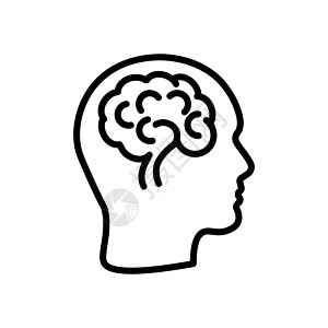 带有大脑图标的人类头部 在白色背景上孤立的平板风格的脑符号 矢量图示图片