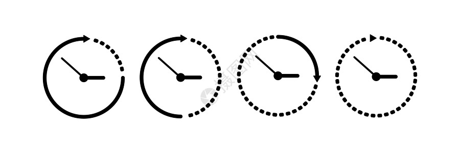 设置计时器图标 带箭头的小时时间和圆形手表 秒表 全天 24 小时服务 截止日期 剩余时间概念 矢量符号图片