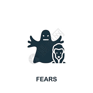 恐惧图标 用于模板 网络设计和信息图的单色简单心理学图标图片