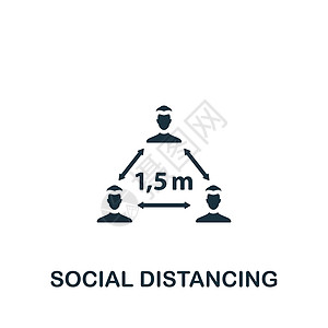 社交距离图标 用于模板 网页设计和信息图形的单色简单隔离图标图片