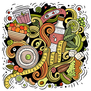 饮食食品插图 食品说明明信片养分营养身体卡通片政权菜单磁带生活方式水果图片