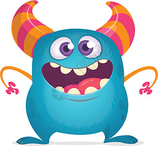 有趣的漫画怪兽 矢量怪兽插图 万圣节设计艺术蓝色巨魔派对地精符号牙齿卡通片大脚夹子图片
