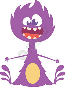 有趣的漫画怪兽 万圣节矢量插图卡通片吉祥物情感小精灵艺术眼睛微笑派对夹子怪物图片