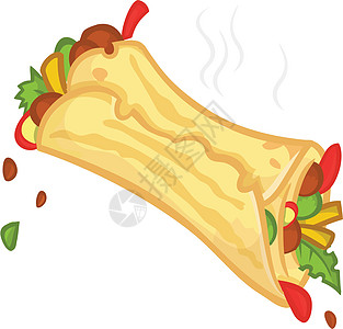 图标 Falafel 卷的矢量插图 孤立面包黄瓜蔬菜口袋午餐美食小吃沙拉油炸肉丸图片