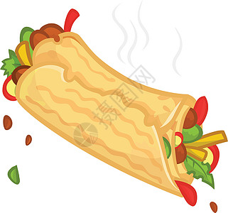 图标 Falafel 卷的矢量插图 孤立沙拉油炸蔬菜美食小吃口袋肉丸面包黄瓜午餐图片