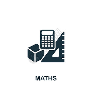 数学图标 单色简单科学图标 用于模板 网络设计和信息图的科学图片