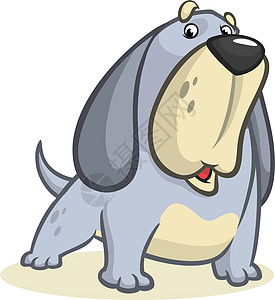可爱的漫画滑稽狗 矢量插图小狗卡通片猎犬耳朵夹子尾巴橙子动物吉祥物绘画图片