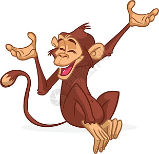 风格设计中可爱的猴子黑猩猩平亮色简化矢量一说明图片
