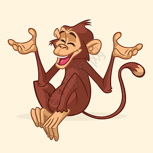 卡通猴子黑猩猩矢量插图玩具艺术猩猩贴纸婴儿漫画动物卡片大猩猩欢呼图片
