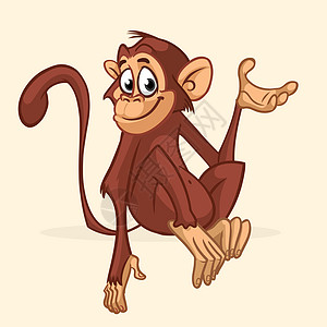 卡通猴子黑猩猩矢量插图卡片大猩猩婴儿快乐邀请函欢呼玩具贴纸灵长类猩猩图片