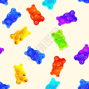 美味的多彩甜食熊无缝模式 亮丽的甜食质地 矢量现实的插图图片