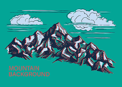 手工绘制的山岳矢量图图片