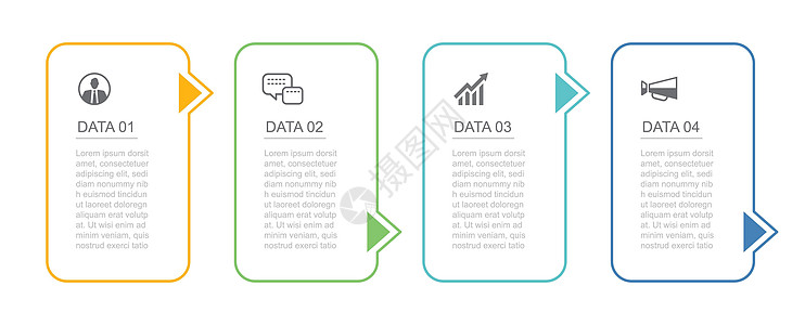 4个数据大纲信息图表标签索引模板 矢量插图抽象背景图片
