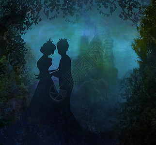 魔法城堡和公主与王子树木插图女士王国荒野爬坡夹子艺术夫妻男人图片