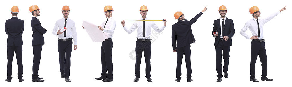 白色与世隔绝的合格建筑师照片拼贴图人士承包商商业男人商务工程安全帽设计师工作项目图片