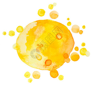 黄色和橙色的落水花 彩色喷雾 圆形艺术品纹理插图艺术绘画横幅印迹刷子咖啡飞溅墨水墙纸图片