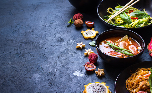 泰国食物背景烹饪沙拉食谱异国情调蔬菜菜单美食盘子框架图片