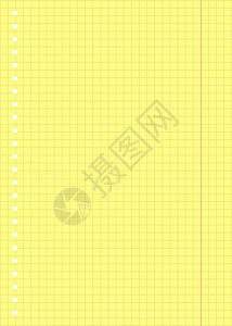 带边距的空白笔记本纸和带缝合孔的黄色方块 适用于规划师 学校 打印 A5 方格插图日记床单正方形小册子建筑师笔记办公室草稿矩阵图片